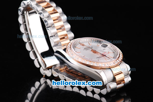 Rolex Datejust Oyster Perpetual Automatic Two Tone with Diamond Bezel and White Dial - Click Image to Close